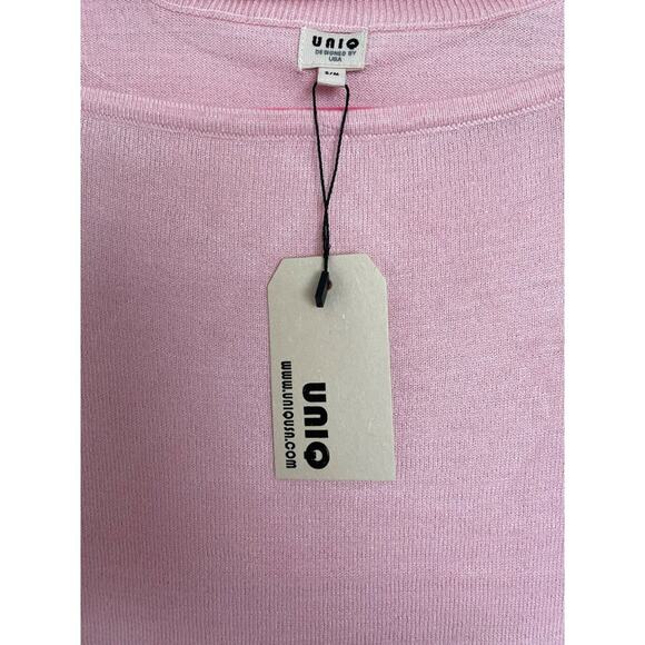 UNIQ Pink Cutout Lightweight Sweater size S/M NWT - Picture 4 of 5